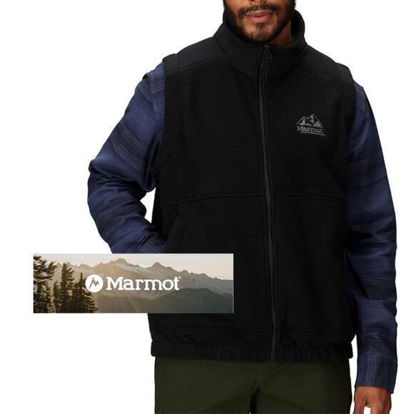 MARMOT {NWT} Wanderer High Pile Fleece Vest | Large | Black - Picture 1 of 8
